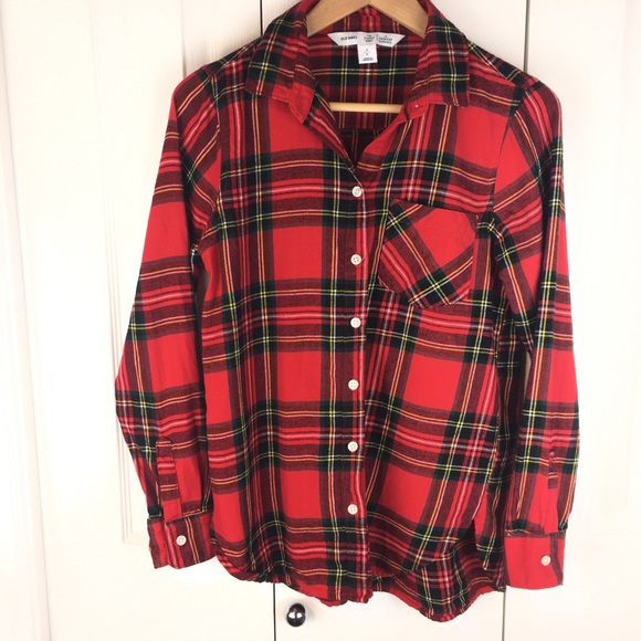 Old Navy Tops - “The Classic” Old Navy red plaid button down shirt